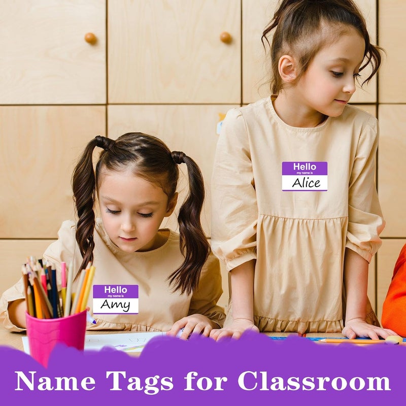 labelon 200 Pcs Name Tags,Hello My Name is Stickers,Purple Name Tag Stickers, Adhesive Name Label for Office,Meeting,School,Teachers and Mailing(3.5" x 2.25") - Image 5